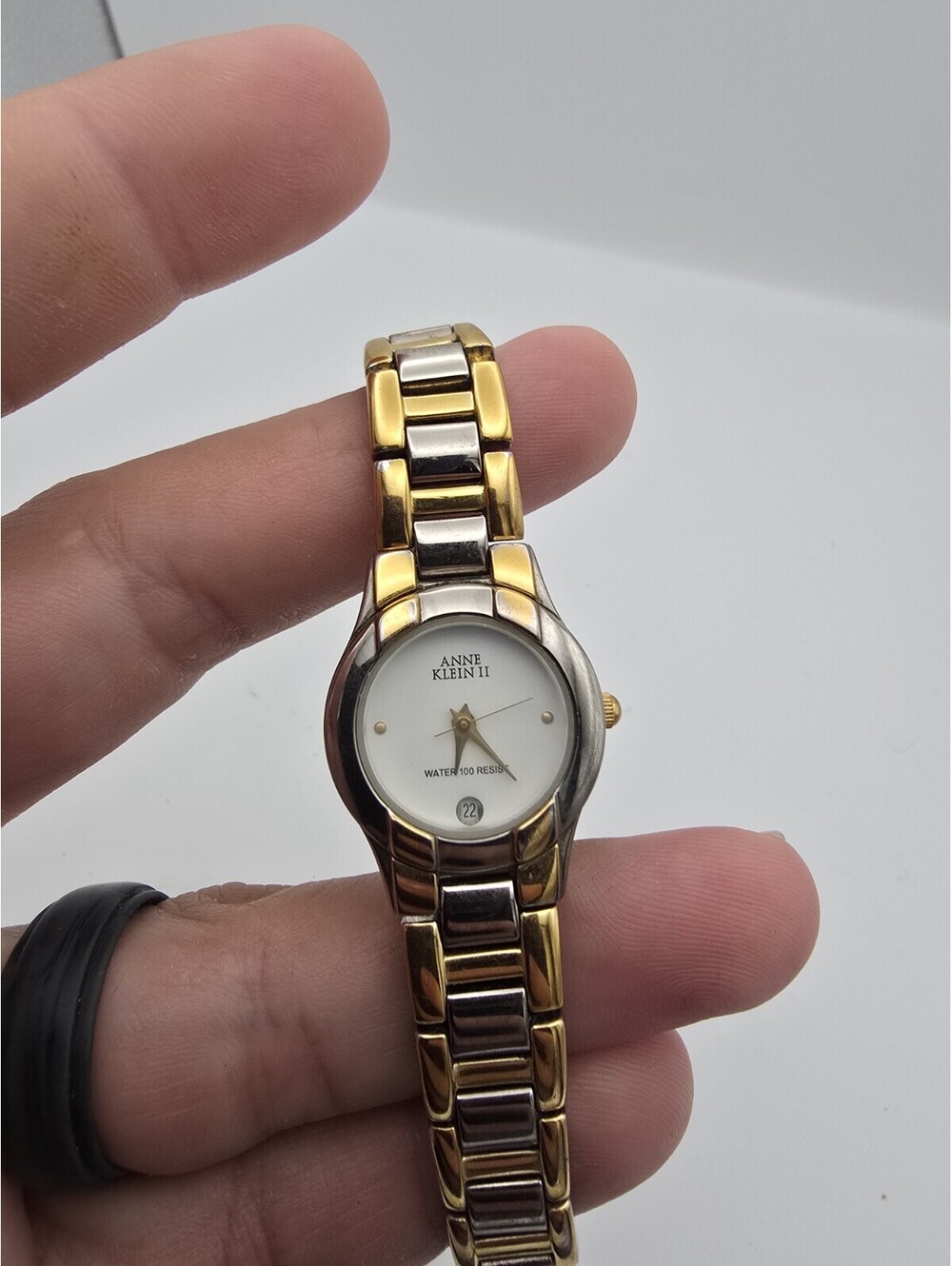 Vintage Anne Klein II Two Tone Date Bracelet Watch 10/6091
